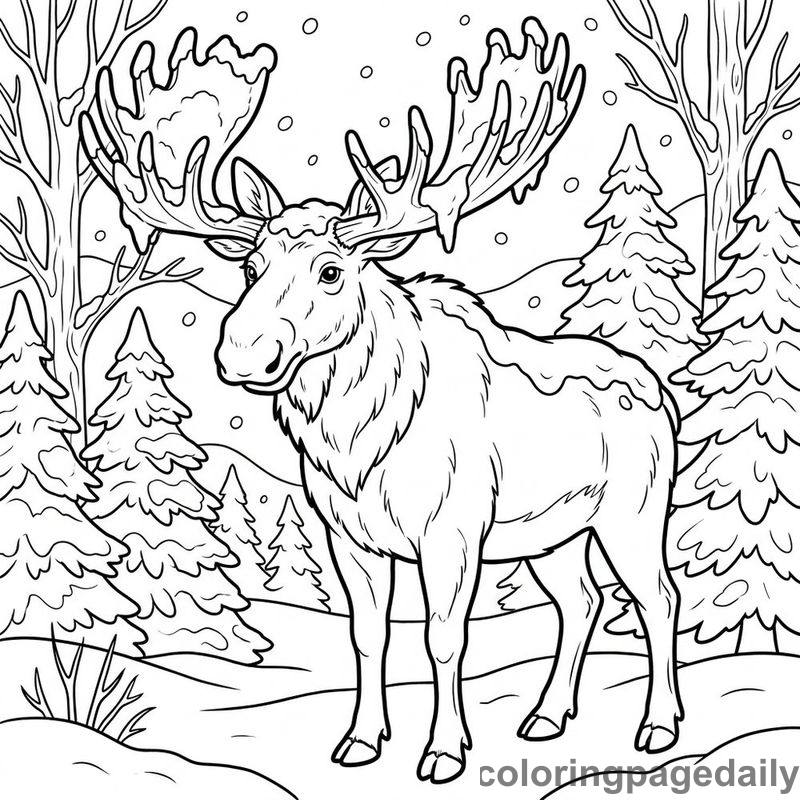 Majestic Moose In Winter Snow - Colored reference example