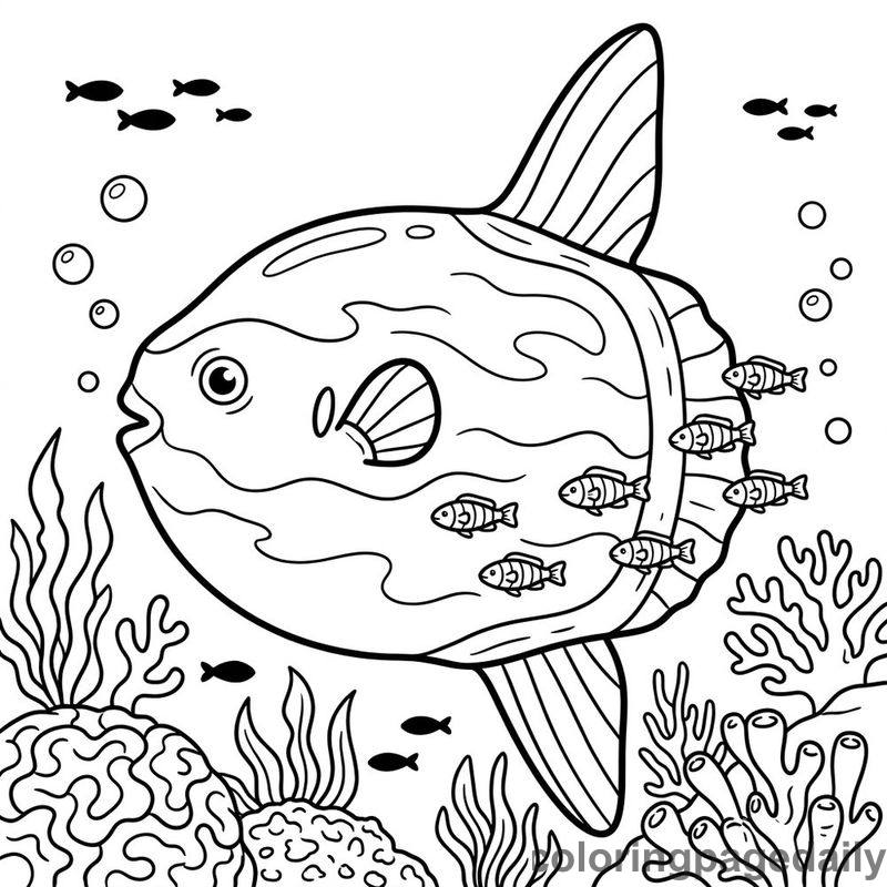 Majestic Sunfish Ocean Glide - Daily printable coloring page in Ocean and Underwater Life category