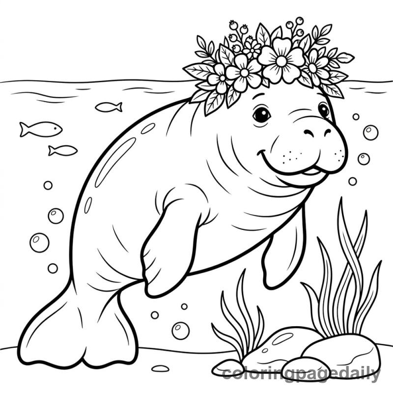 Manatee Flower Crown - Colored reference example