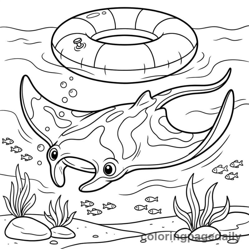 Manta Ray Exploring Pool Tube - Colored reference example
