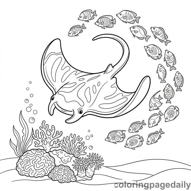 Manta Ray Fish School - Colored reference example