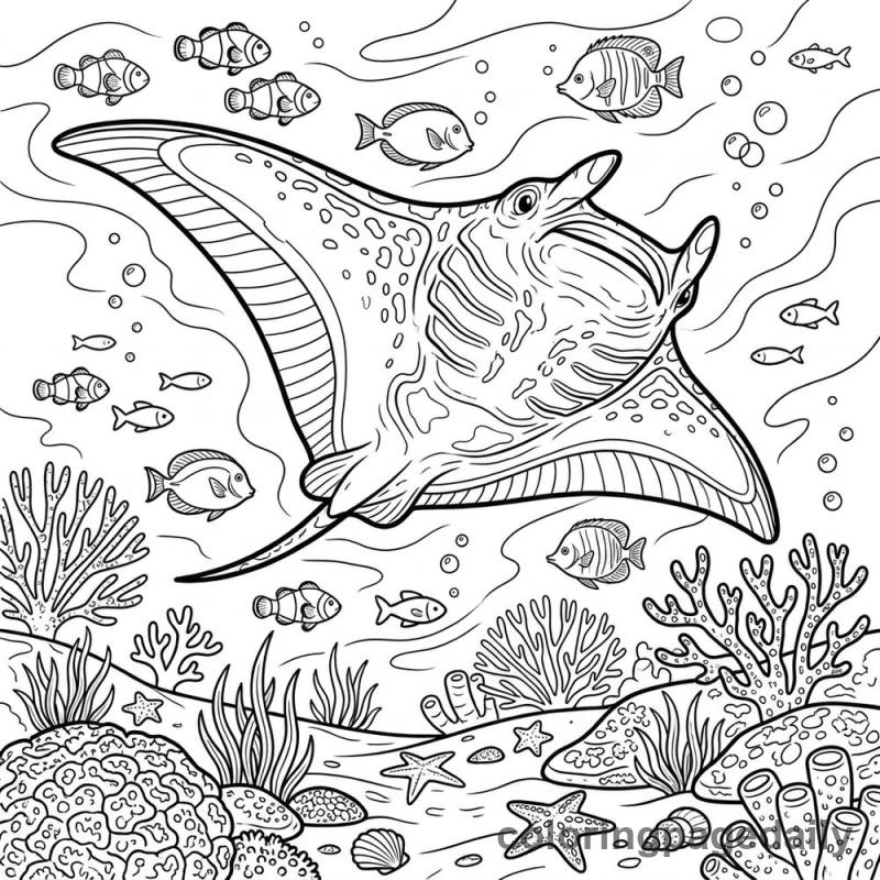 Manta Ray Gliding - Colored reference example