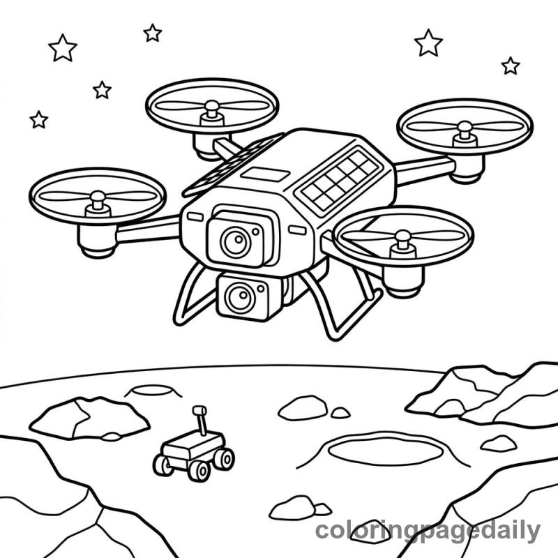 Mars Exploration Drone - Daily printable coloring page in Space category