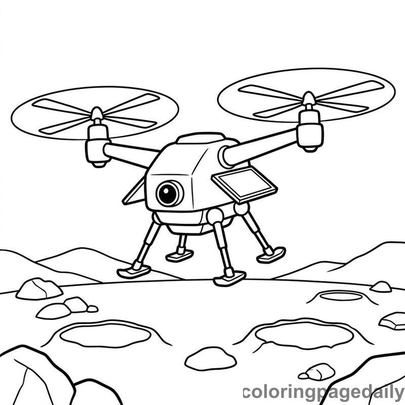 Mars Robotic Exploration Helicopter - Daily printable coloring page in Space category