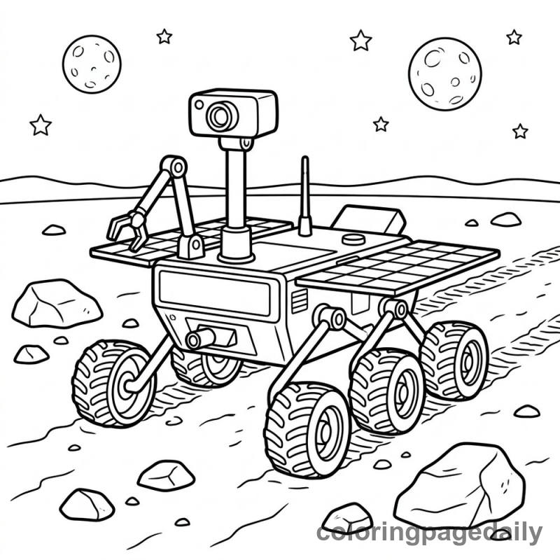 Rover's Mars Adventure - Daily printable coloring page in Space category