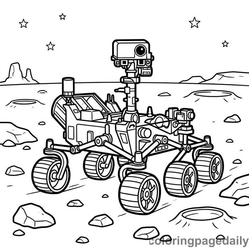 Mars Rover Exploration - Daily printable coloring page in Space category