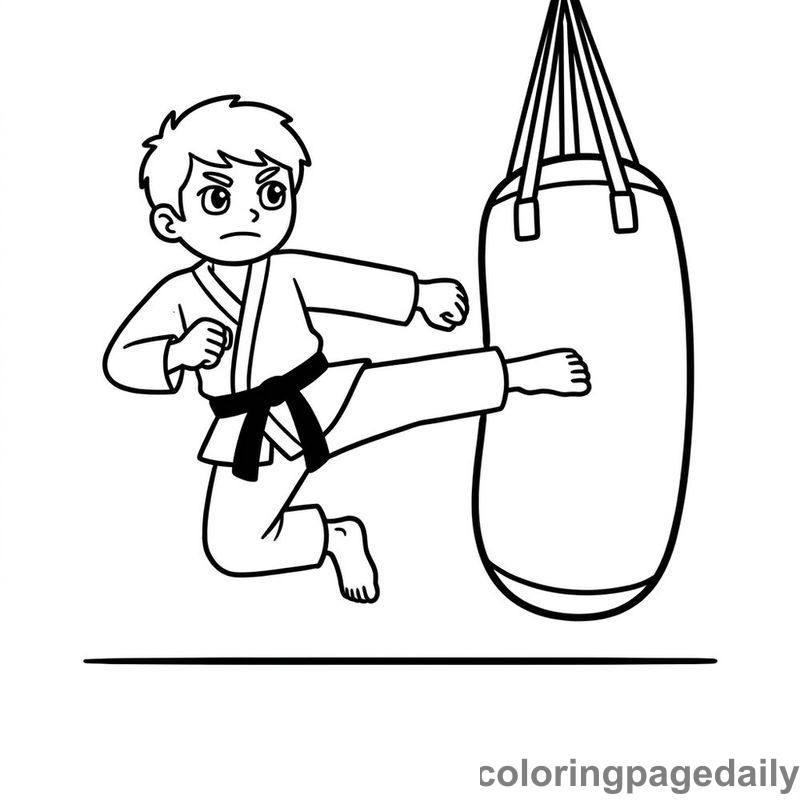 Martial Arts Flying Kick - Colored reference example