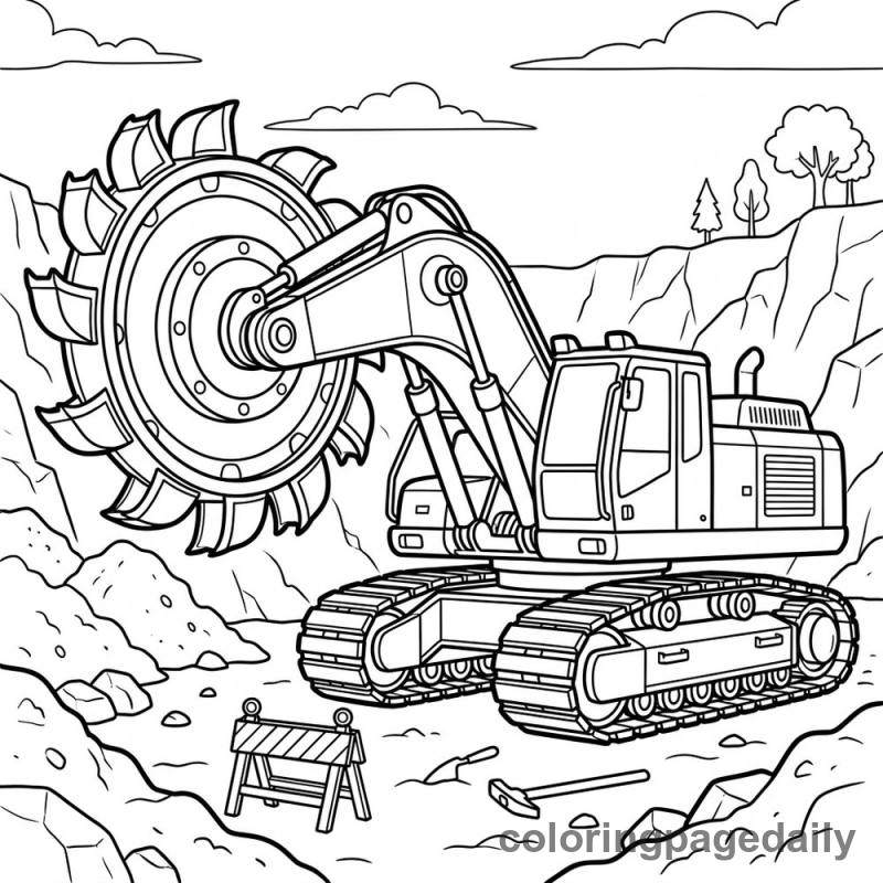 Massive Bucket Wheel Excavator - Daily printable coloring page in Vehicle category