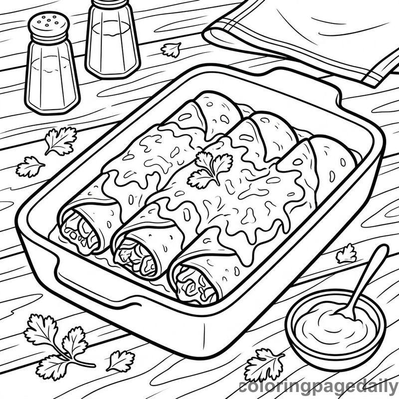 Mexican Baked Enchiladas Dish - Colored reference example