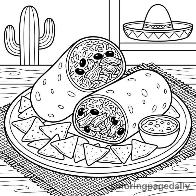 Mexican Burrito Plate - Colored reference example