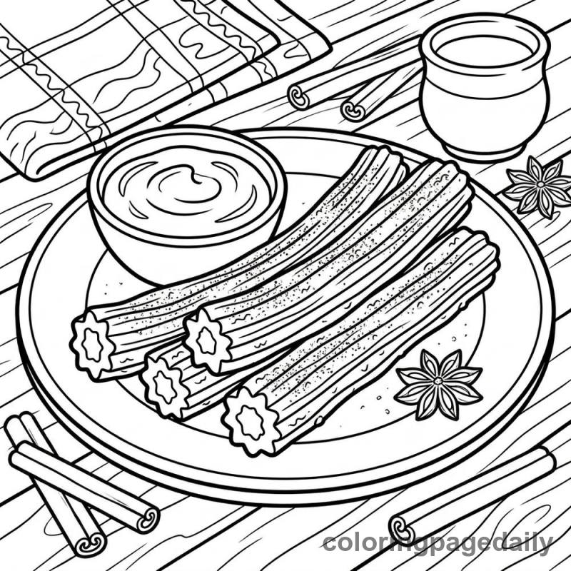 Mexican Churros Plate - Colored reference example