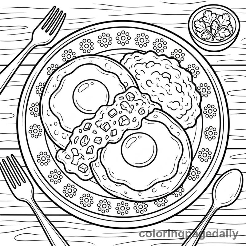 Mexican Huevos Rancheros Plate - Colored reference example
