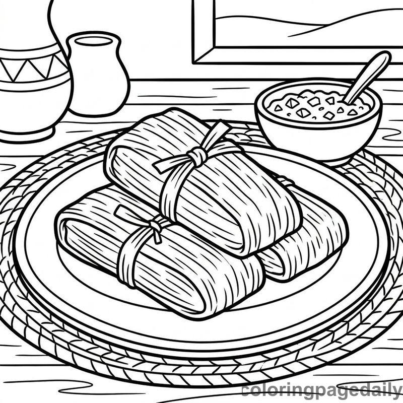 Mexican Tamales Plate - Colored reference example