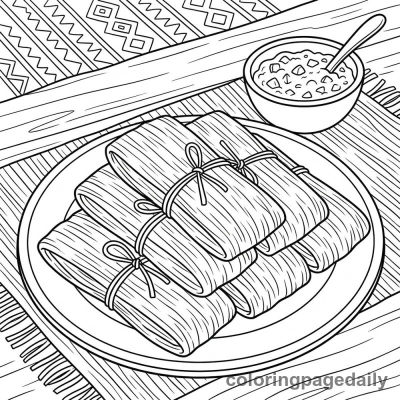 Mexican Tamales Platter - Daily printable coloring page in Food category