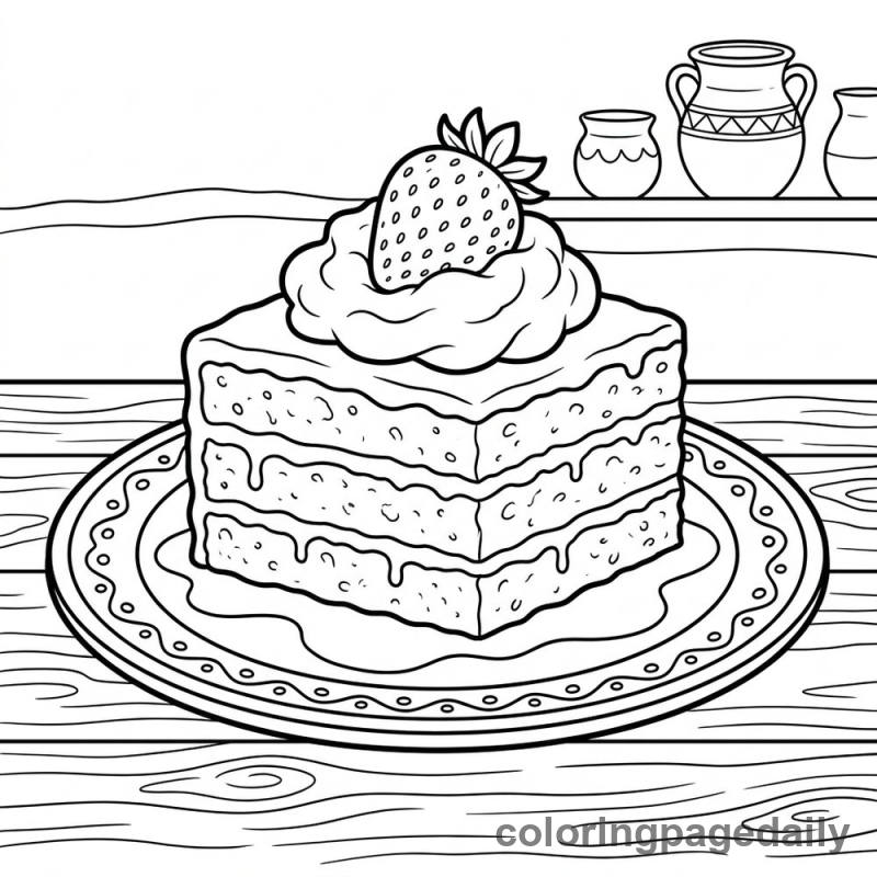 Mexican Tres Leches Cake - Daily printable coloring page in Food category