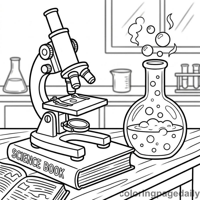 Microscope And Bubbling Flask - Colored reference example