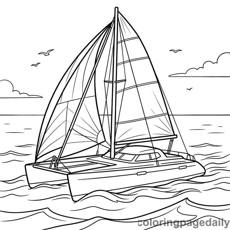 Modern Catamaran Sailboat Racing - Colored reference example