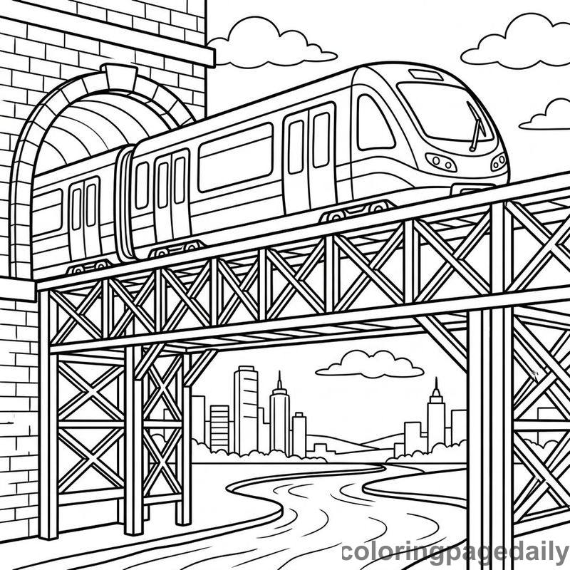 Modern City Subway Train - Daily printable coloring page in Vehicle category