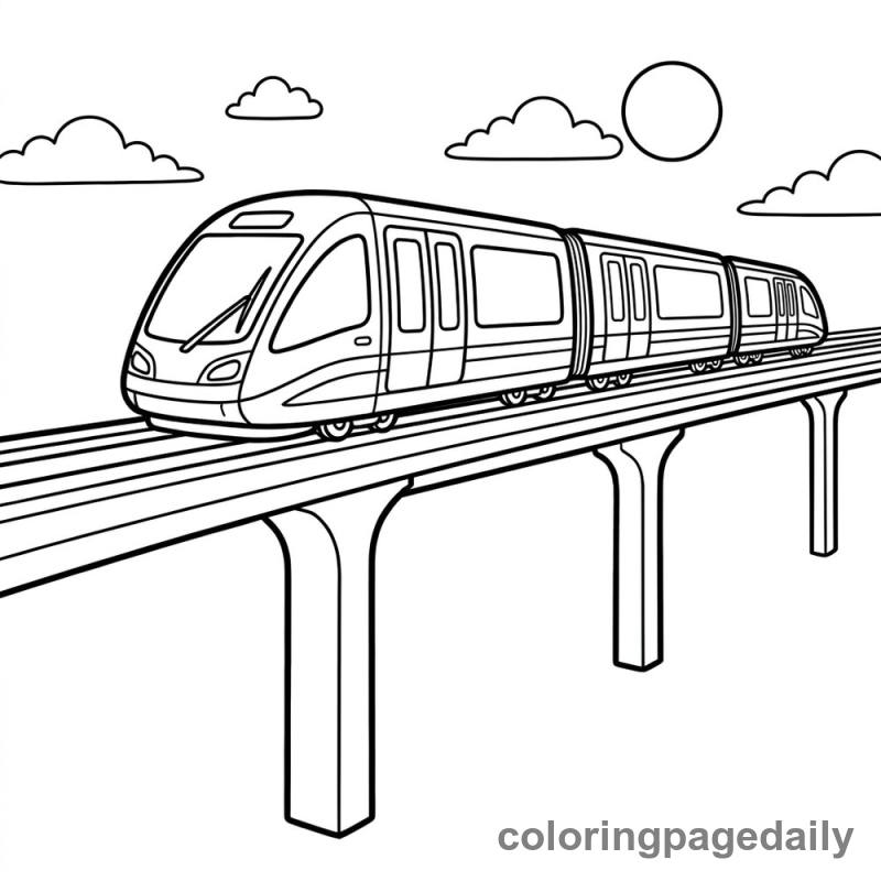 Monorail City Ride - Daily printable coloring page in Vehicle category