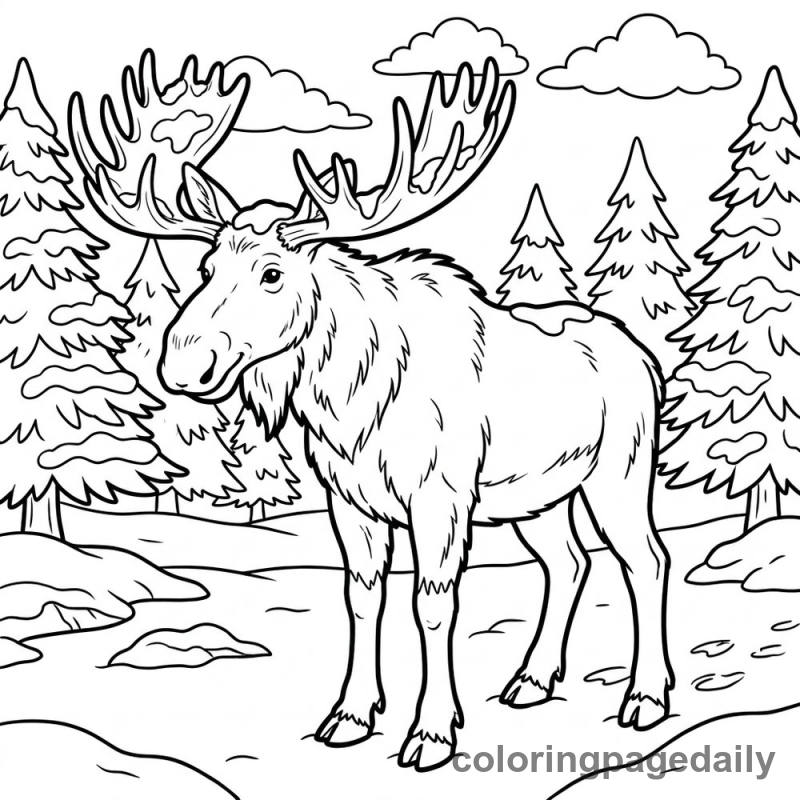 Moose in the Snow - Colored reference example