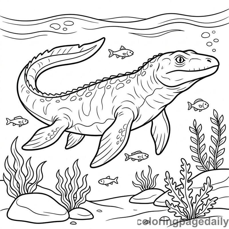 Mosasaurus Ocean Swimmer - Colored reference example