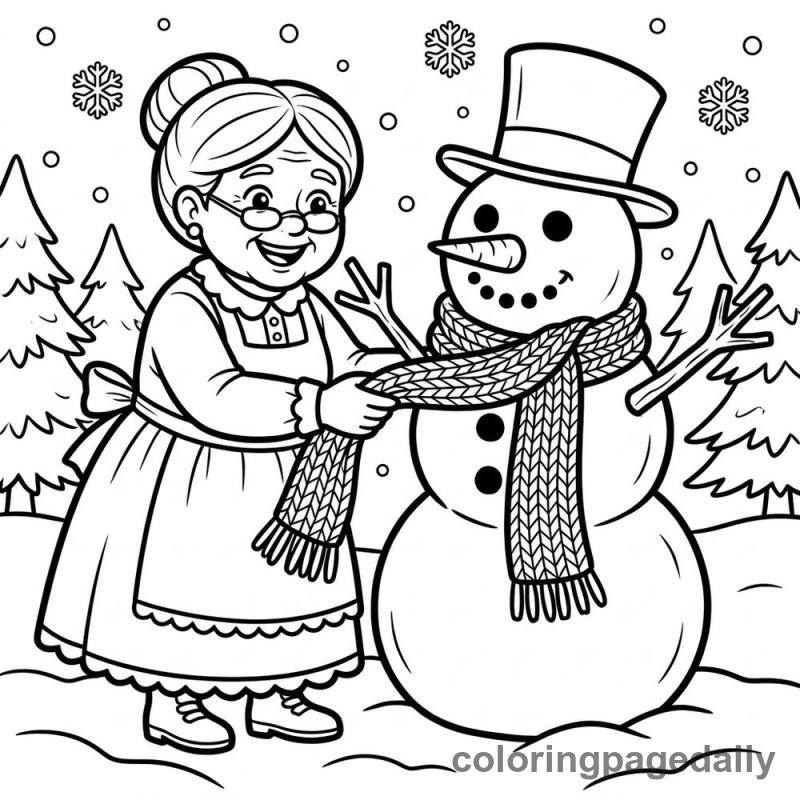 Mrs Claus and Snowman - Colored reference example