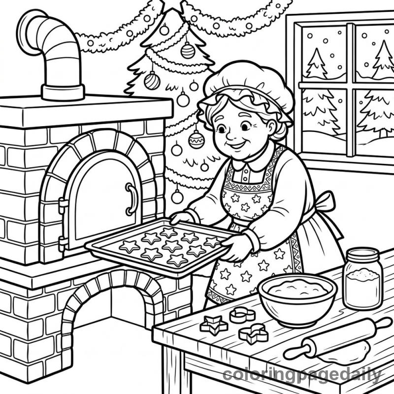 Mrs. Claus Bakes Christmas Cookies - Colored reference example