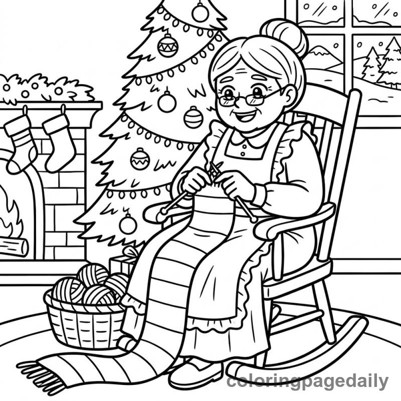 Mrs Claus Knitting - Colored reference example
