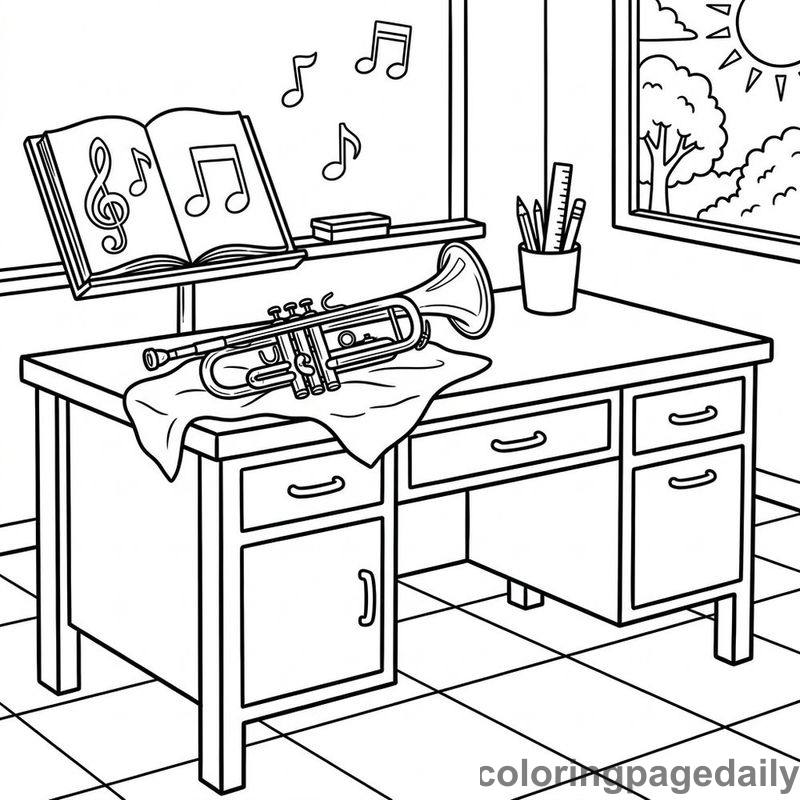 Music Class Trumpet Desk - Colored reference example