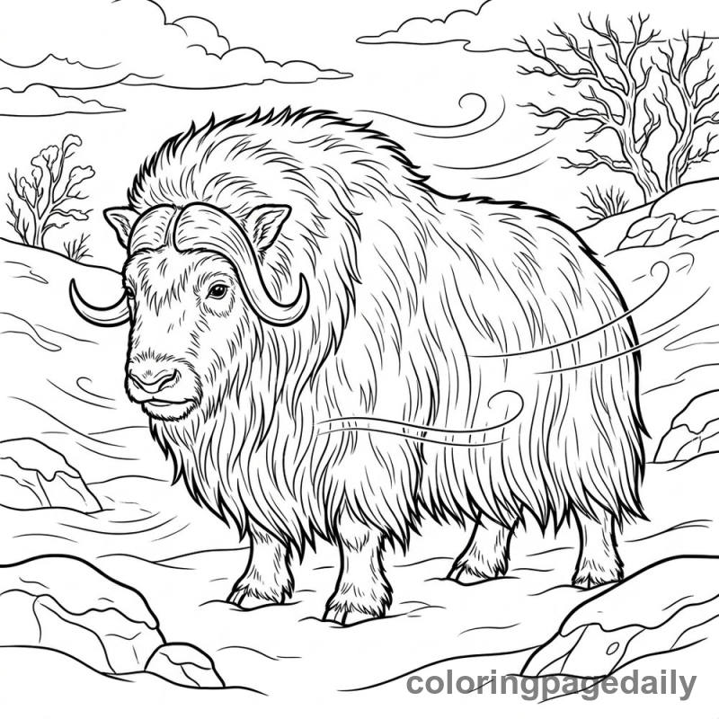 Musk Ox in the Snow - Colored reference example