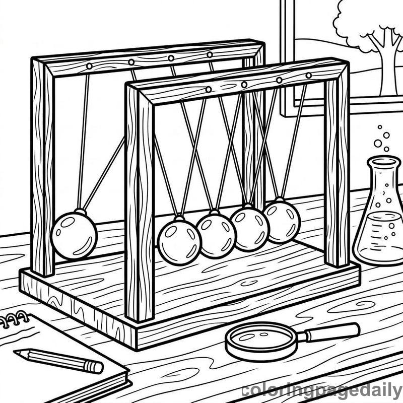 Newtons Cradle Physics Toy - Colored reference example