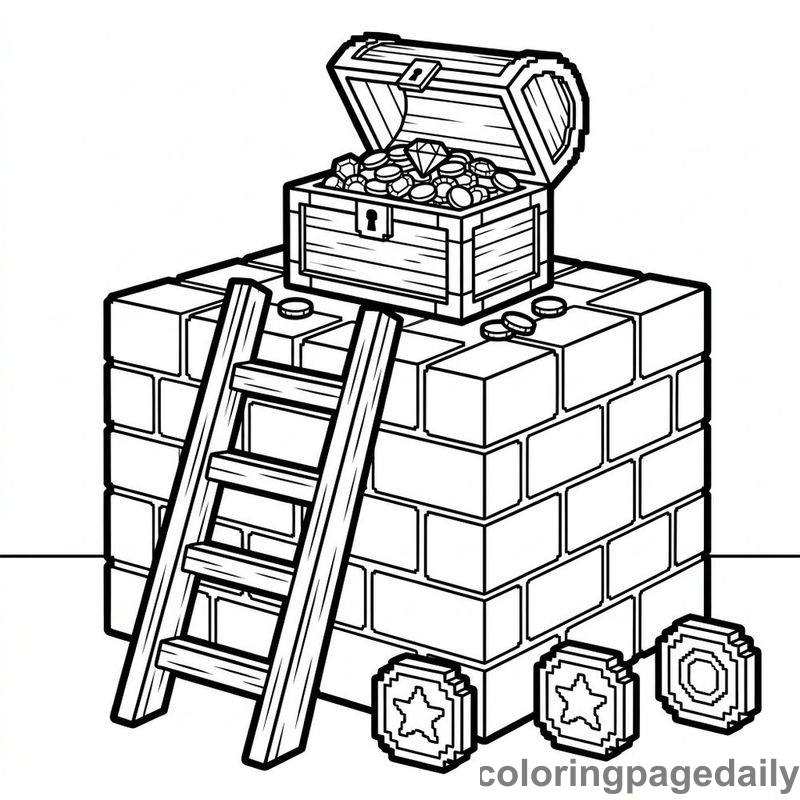 Open Chest On Stone Platform - Colored reference example