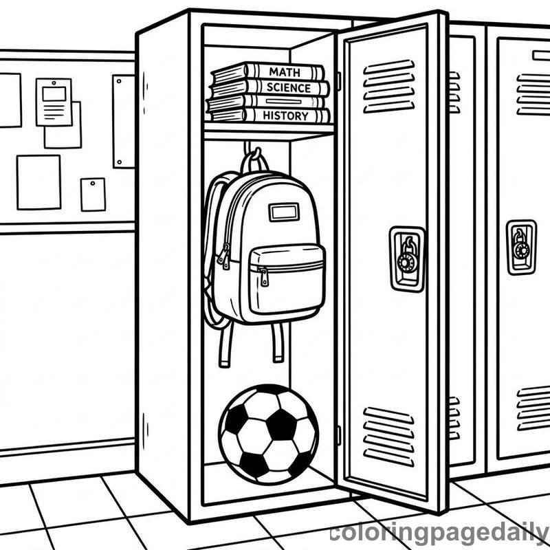 Open School Locker Organization - Daily printable coloring page in Back to School category