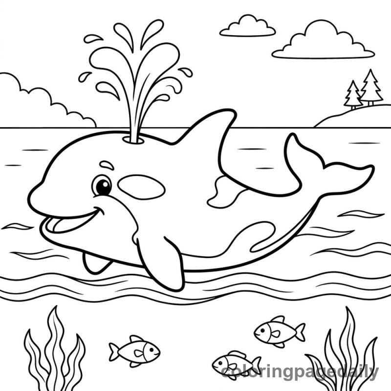 Orca Spouting Water - Colored reference example