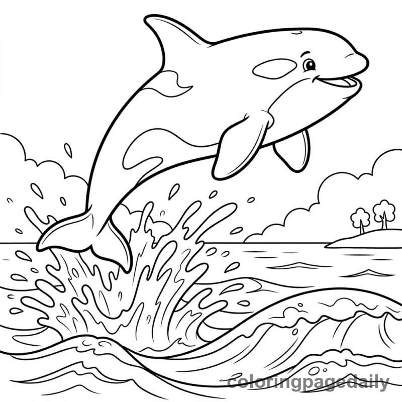Orca Whale Jumping High - Daily printable coloring page in Ocean and Underwater Life category