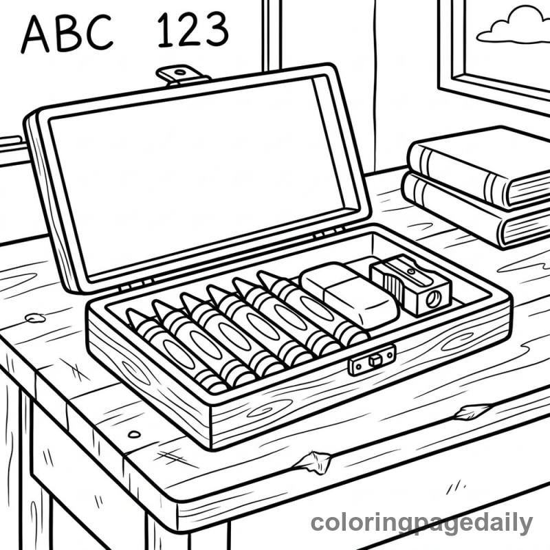 Organized Classroom Pencil Box - Colored reference example