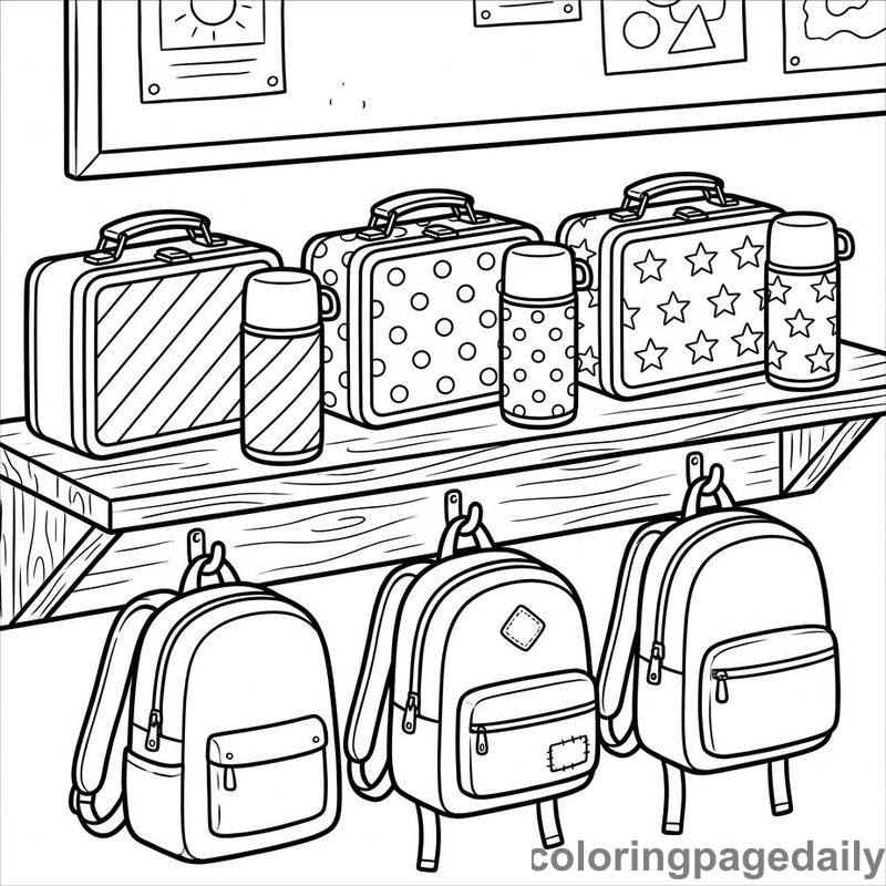 Organized Lunchboxes On Shelf - Colored reference example