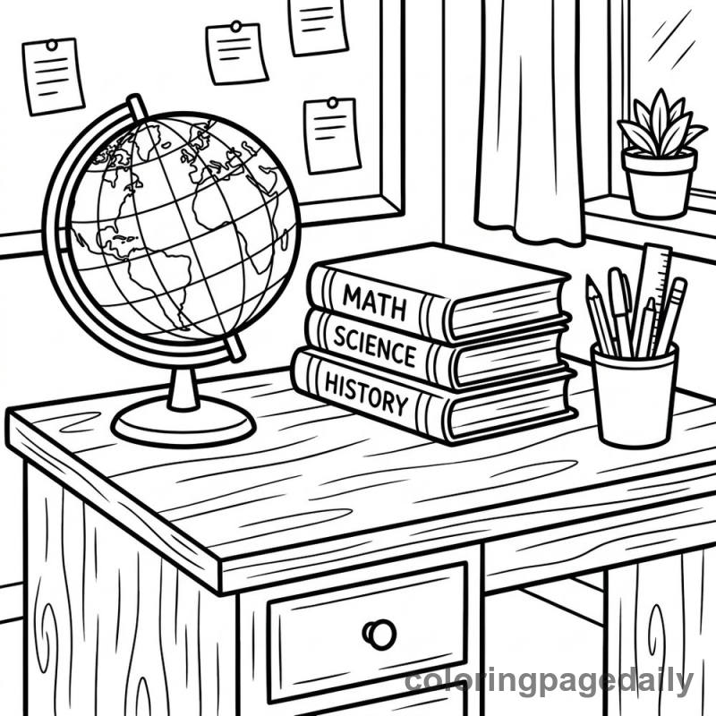 Organized Teacher Desk Supplies - Colored reference example