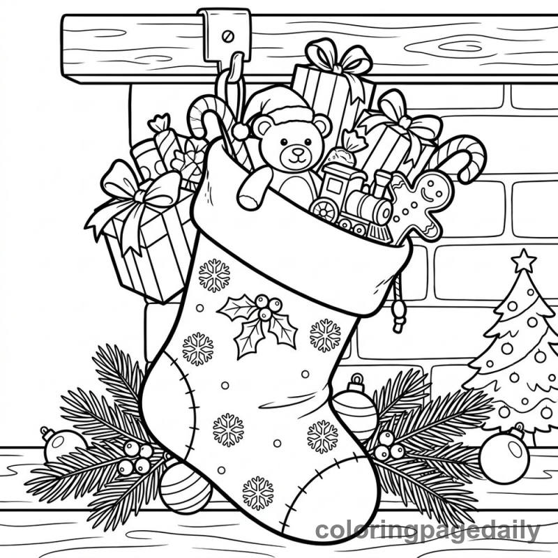 Overflowing Christmas Stocking - Colored reference example