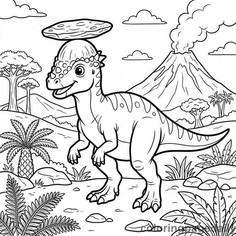 Pachycephalosaurus Balancing Stone - Colored reference example