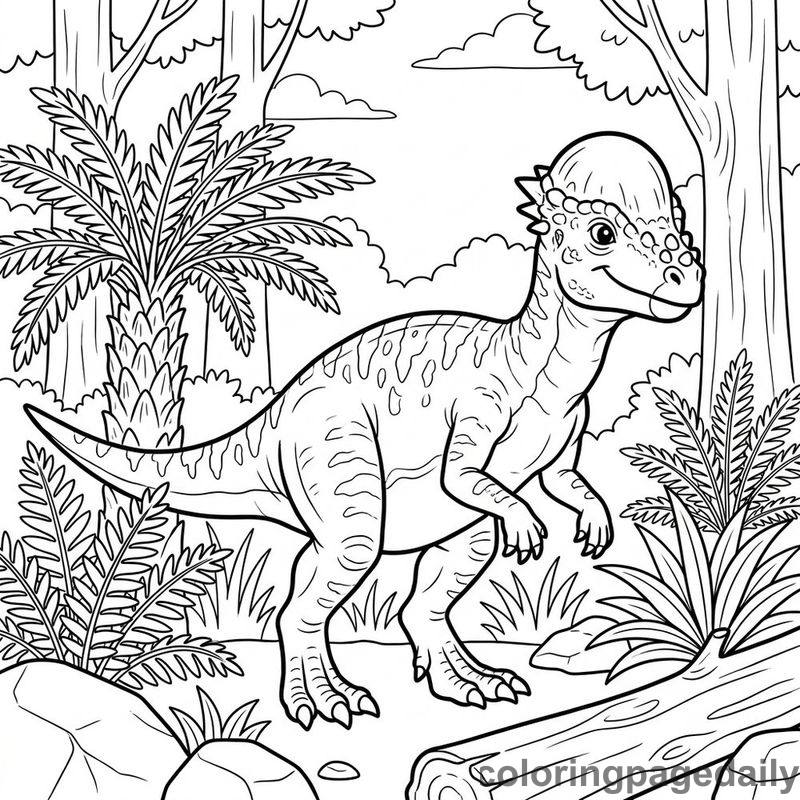 Pachycephalosaurus In Forest - Colored reference example
