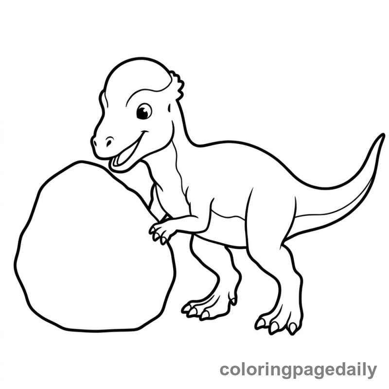 Pachycephalosaurus Nudging Rock - Daily printable coloring page in Dinosaur category
