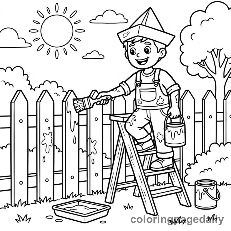 Painter Painting A Fence - Colored reference example
