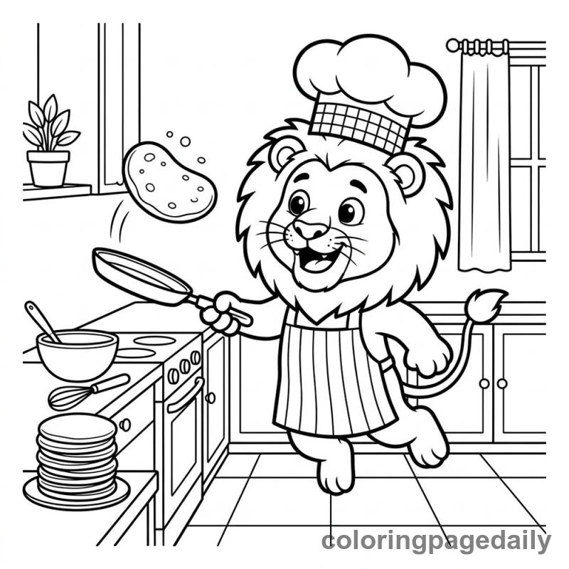 The Pancake Flipping Lion - Colored reference example