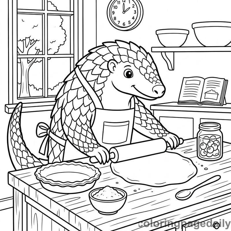 Pangolin Baking A Pie - Colored reference example