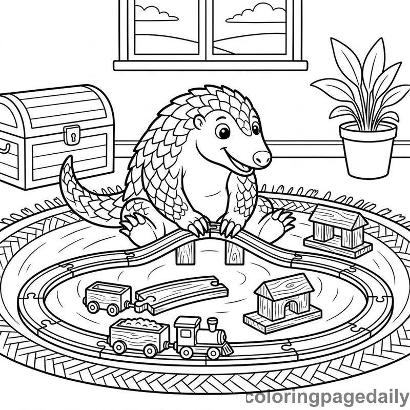 Pangolin Building Train Tracks - Colored reference example