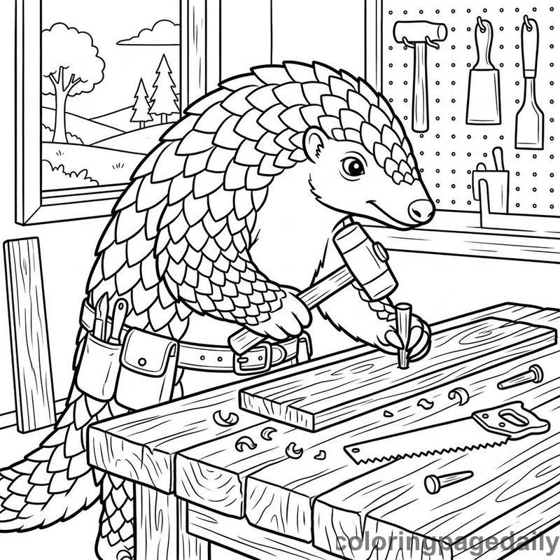 Pangolin Carpenter Working - Colored reference example