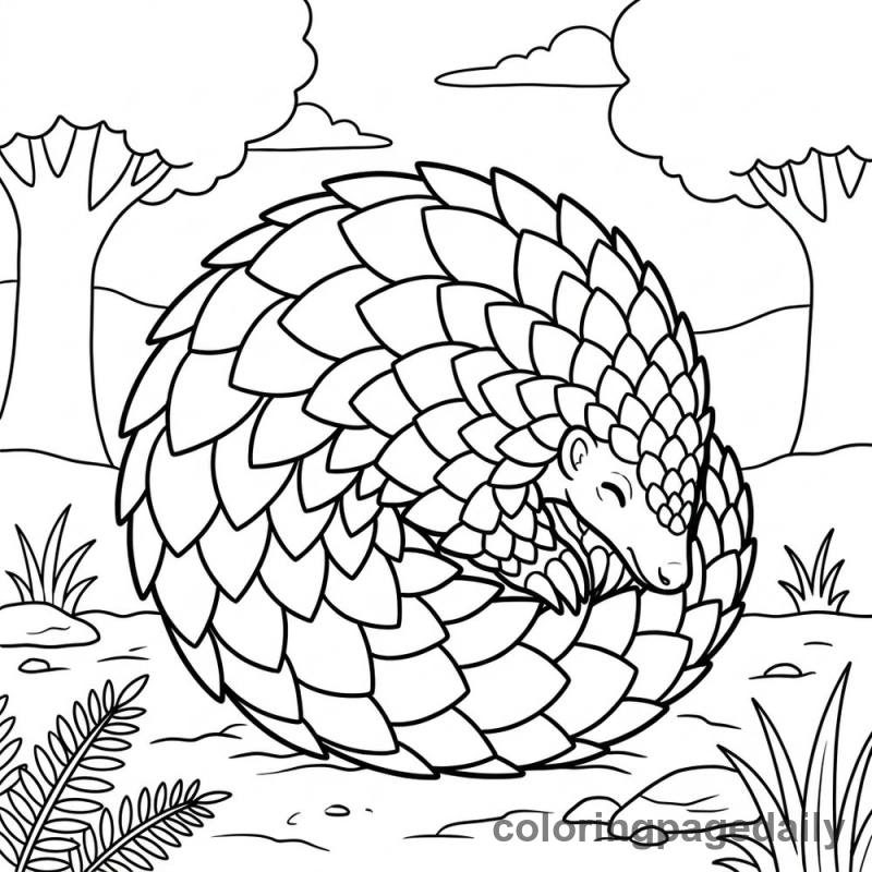 Pipsqueak the Pangolin’s Great Big Hide-and-Seek - story illustration coloring page