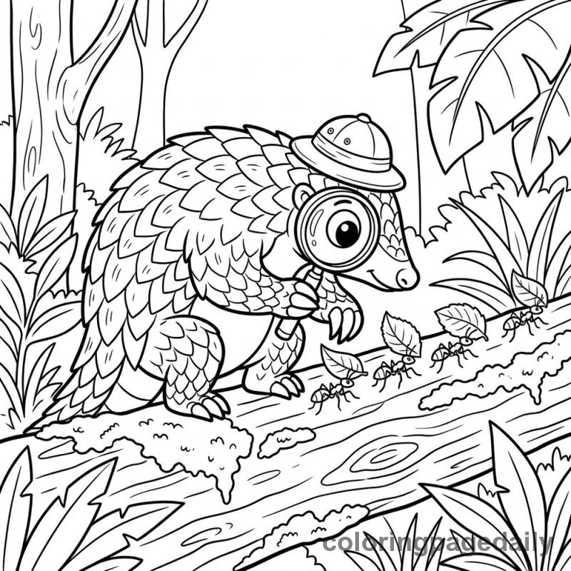 Pip the Pangolin's Big Jungle Discovery - story illustration coloring page