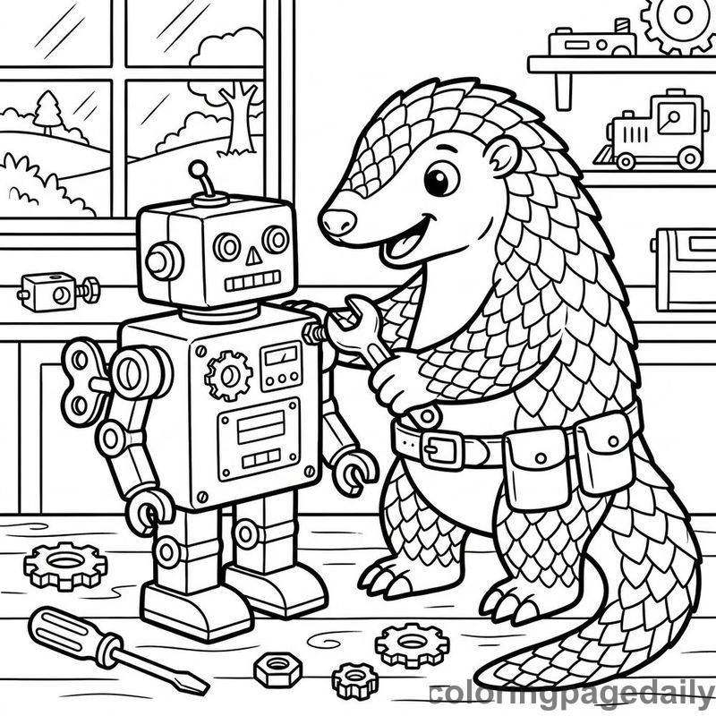Pangolin Fixing Toy Robot - Colored reference example